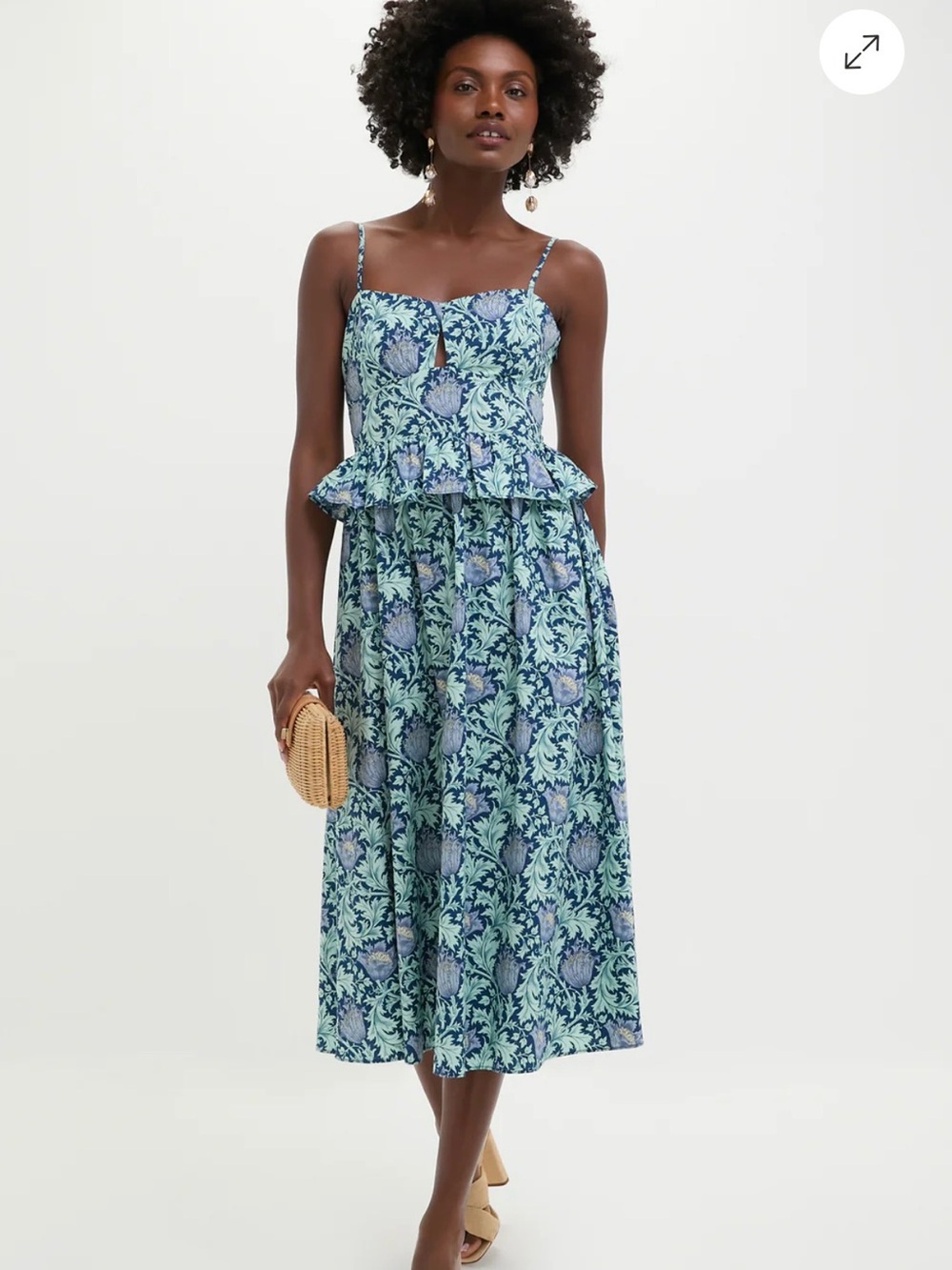 Hyacinth  Blue and Green Floral Midi Dress